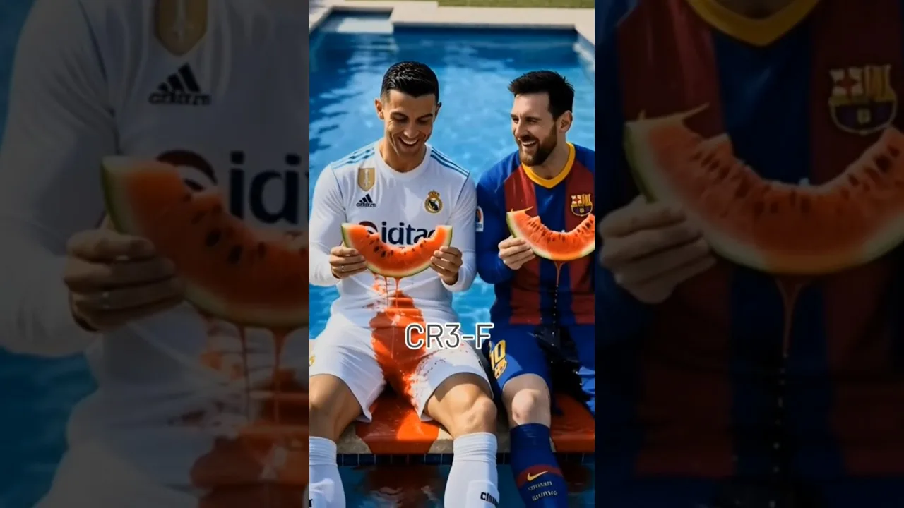 Cristiano Ronaldo et la pastèque de Leo Messi 🍈 mangeant les grands moments amicaux de Cristiano Ronaldo