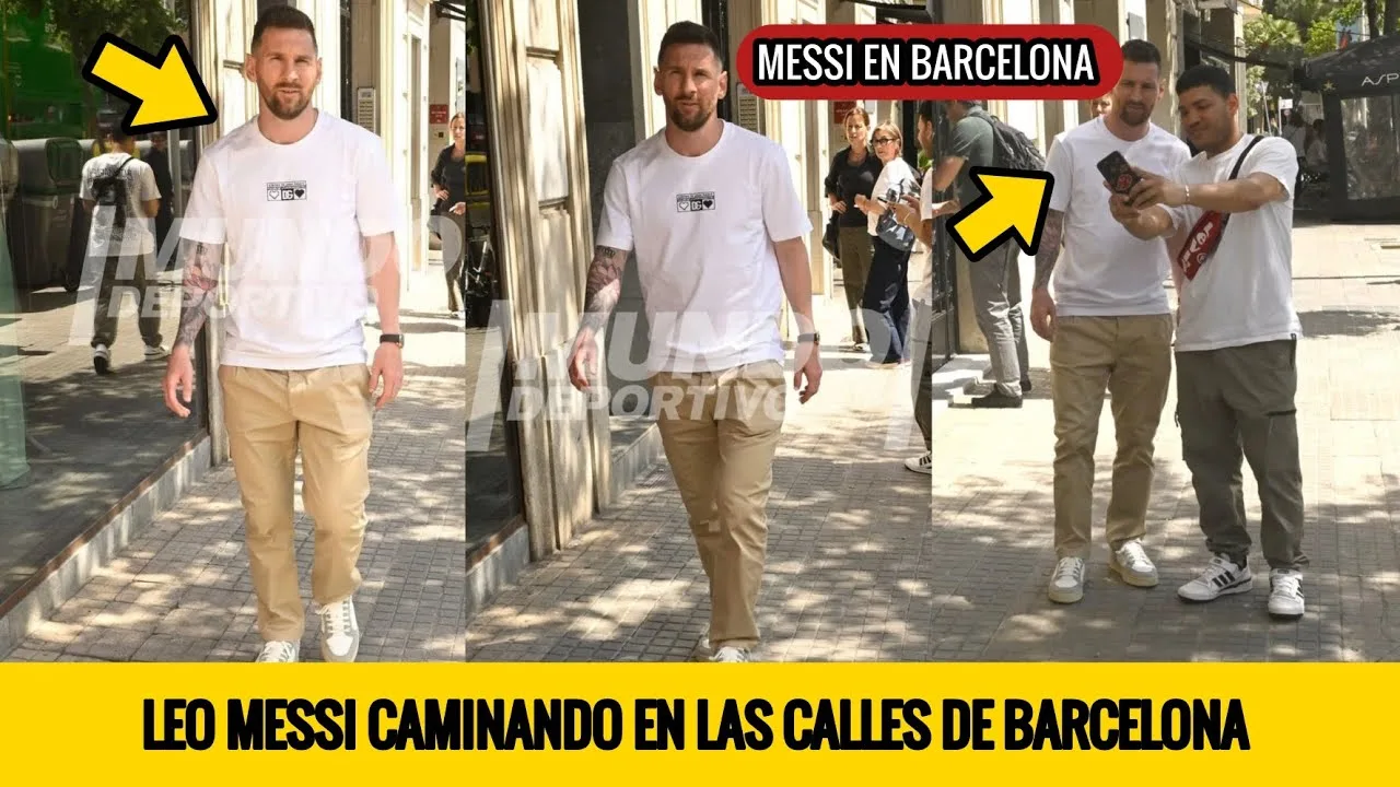 LEO MESSI CAPTADO CAMINANDO EN LAS CALLES DE BARCELONA CON