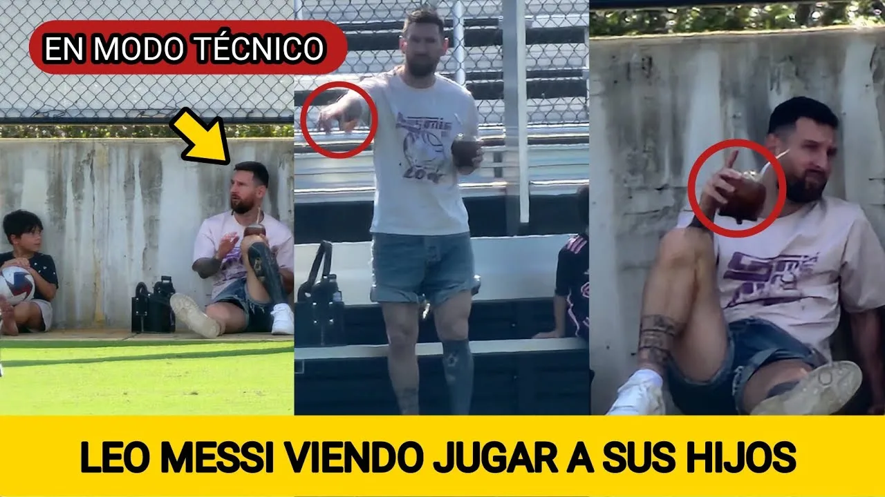 MESSI VIENDO JUGAR A SUS HIJOS EN LA ACADEMIA DEL INTER