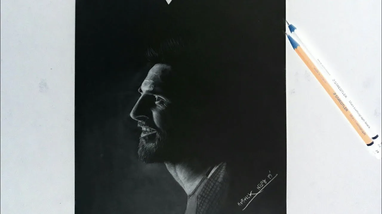 Lionel Messi Realistic Negative Drawing – Done on 24th