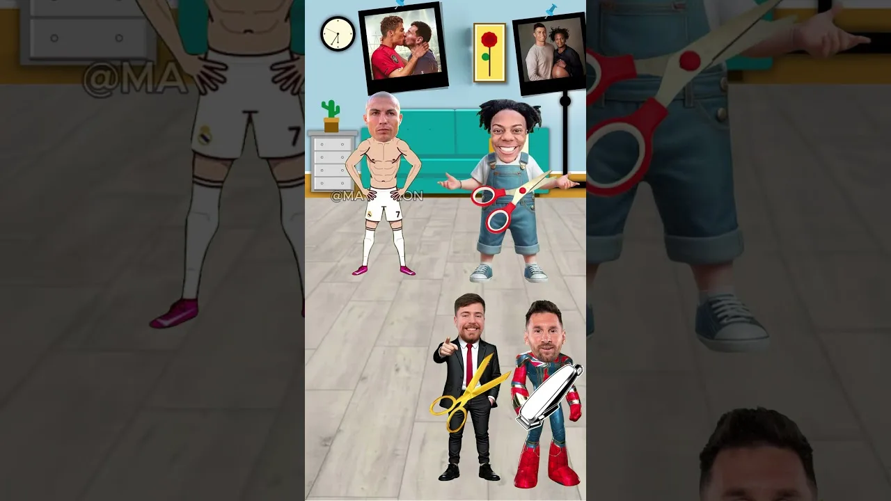 Qui donnera la meilleure coupe de cheveux à Ronaldo? Messi, MrBeast,Speed ? #ronaldo #messi #mrbeast