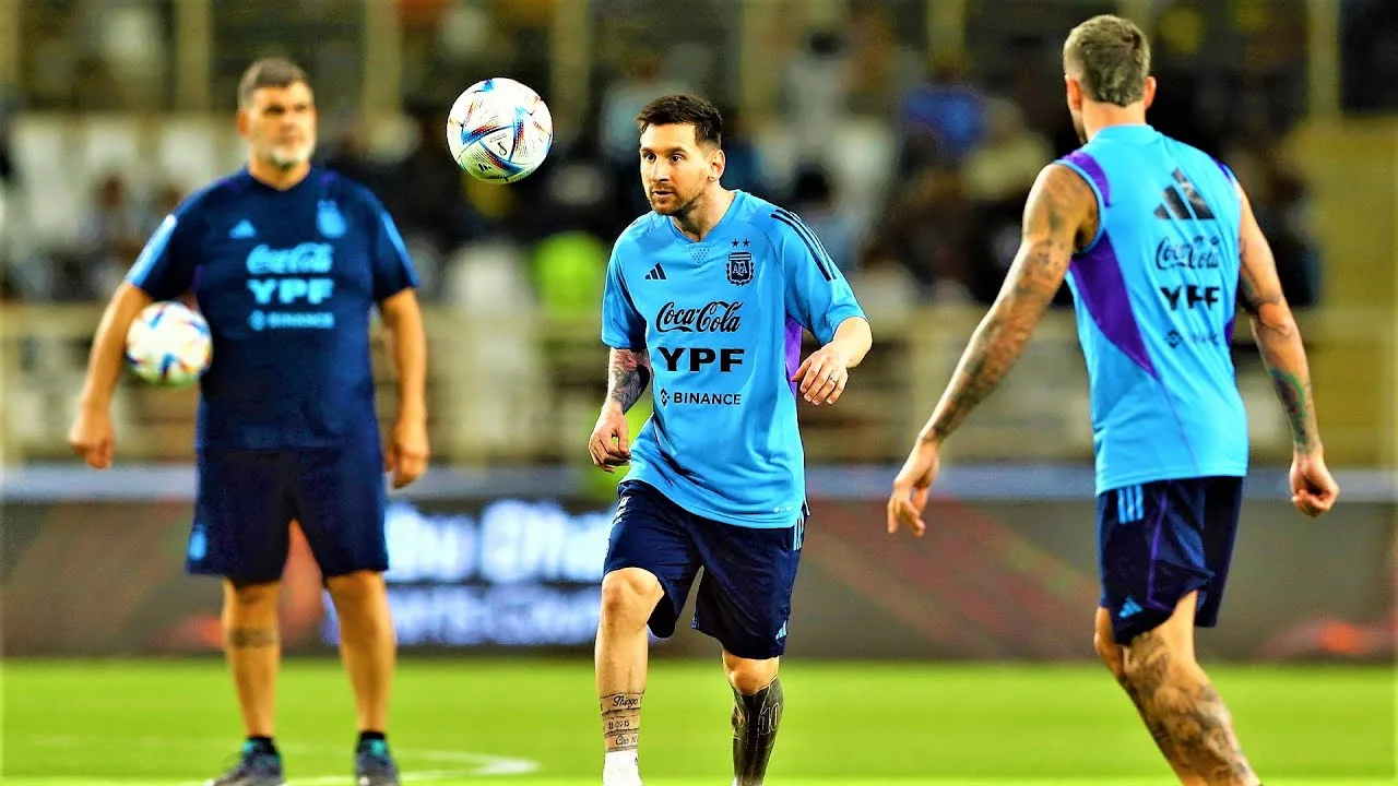 Lionel Messi & Argentina Train Before Semi-final Against