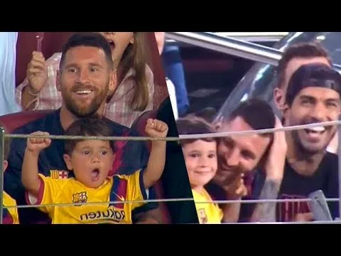 Asi vivieron Messi, Luis Suarez y Mateo Messi el Barcelona 5
