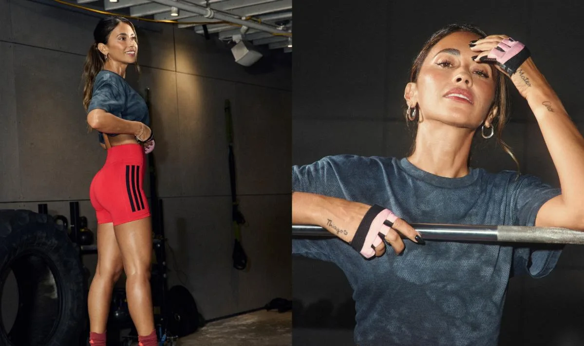 Antonela Roccuzzo, l’épouse de Lionel Messi, met à l’épreuve la technologie des vêtements anti-squat d’Adidas dans le cadre de la campagne de collection Optime