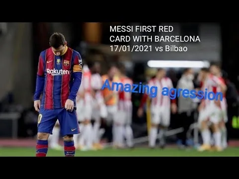 Amazing violent first red card Lionel Messi superCopa