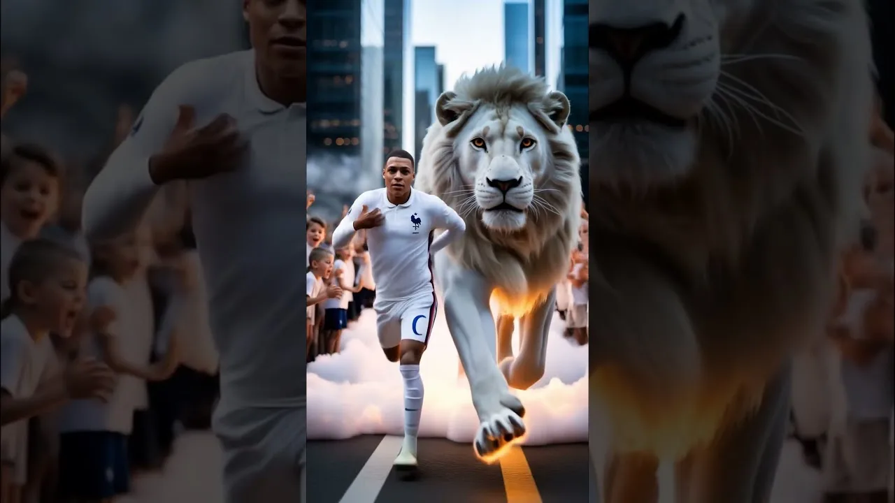 Messi, Ronaldo, Neymar et Mbappé avec les Lions 🦁🔥 | Epic UHD 8K Football Fantasy #ronaldo #messi