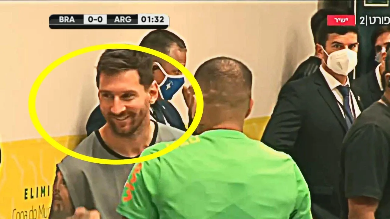 Lionel Messi & Dani Alves Having Fun During Brazil Vs