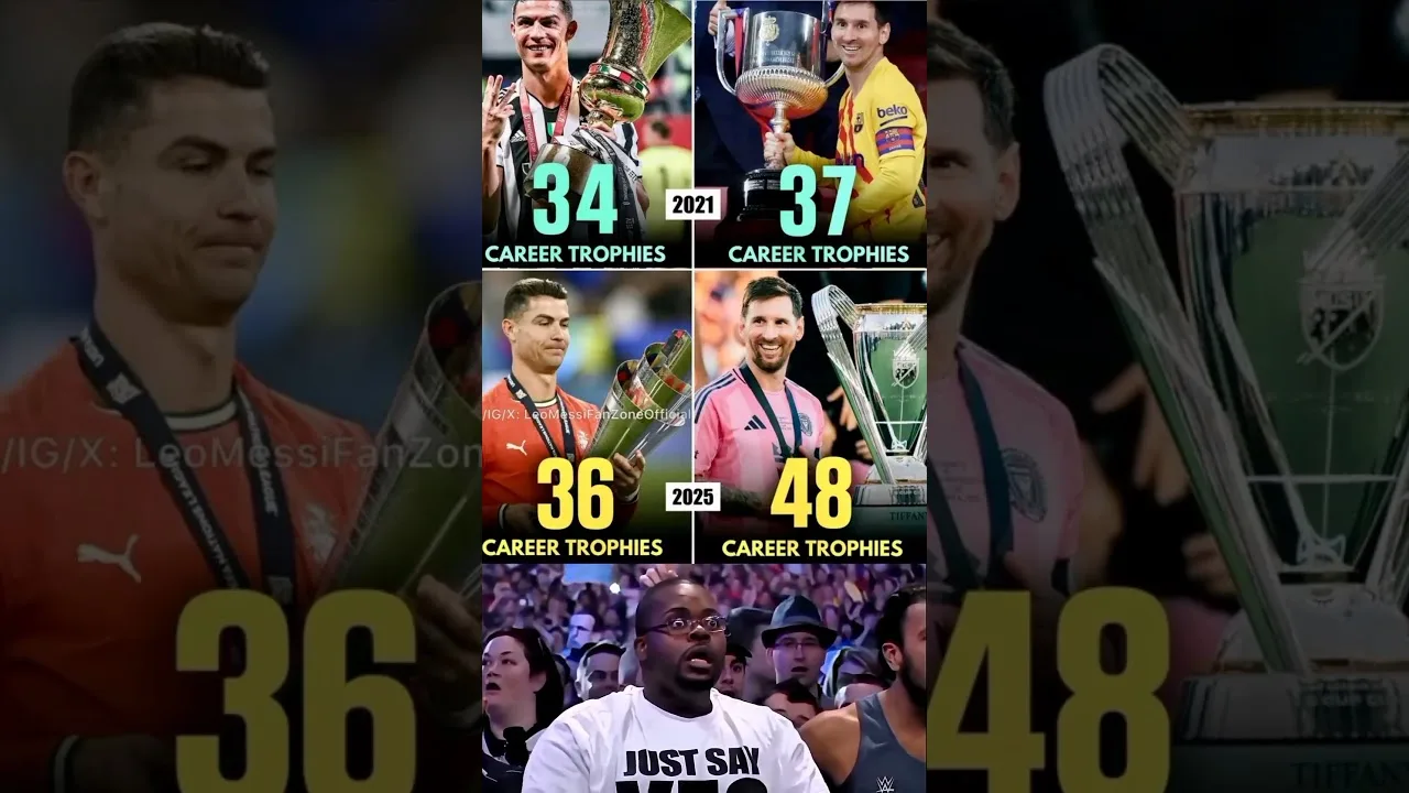 🚨2021 Leo Messi n’avait que 3 trophées en carrière devant Cristiano Ronaldo ! regarde 👀🙈 maintenant.les 2 CHÈVRES