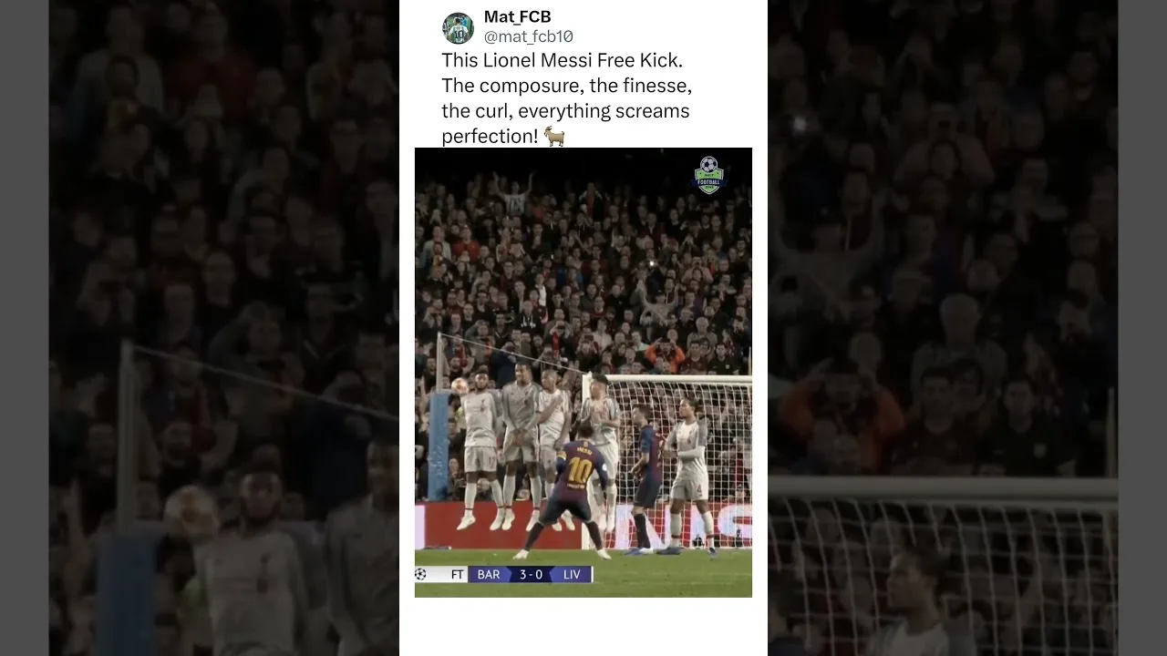 Meilleur coup franc de Lionel Messi contre Liverpool #messi