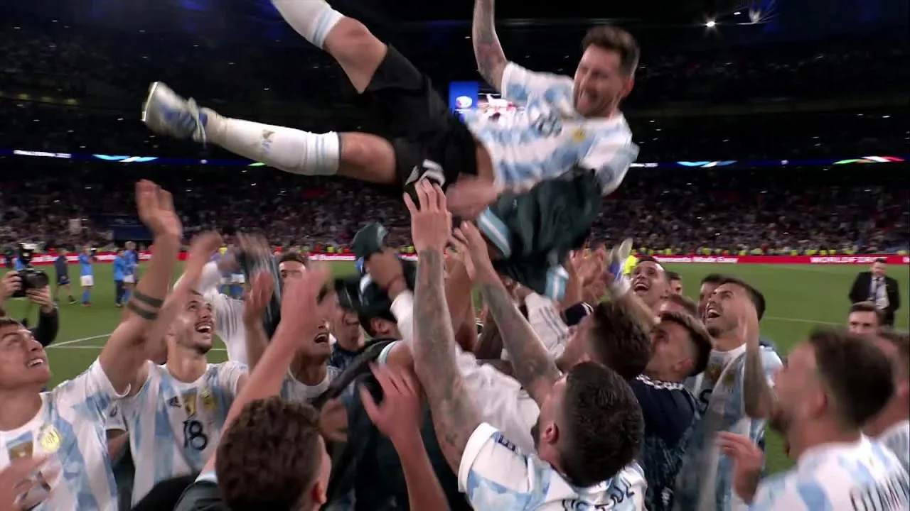 Argentina react to beating Italy to win the Finalissima,