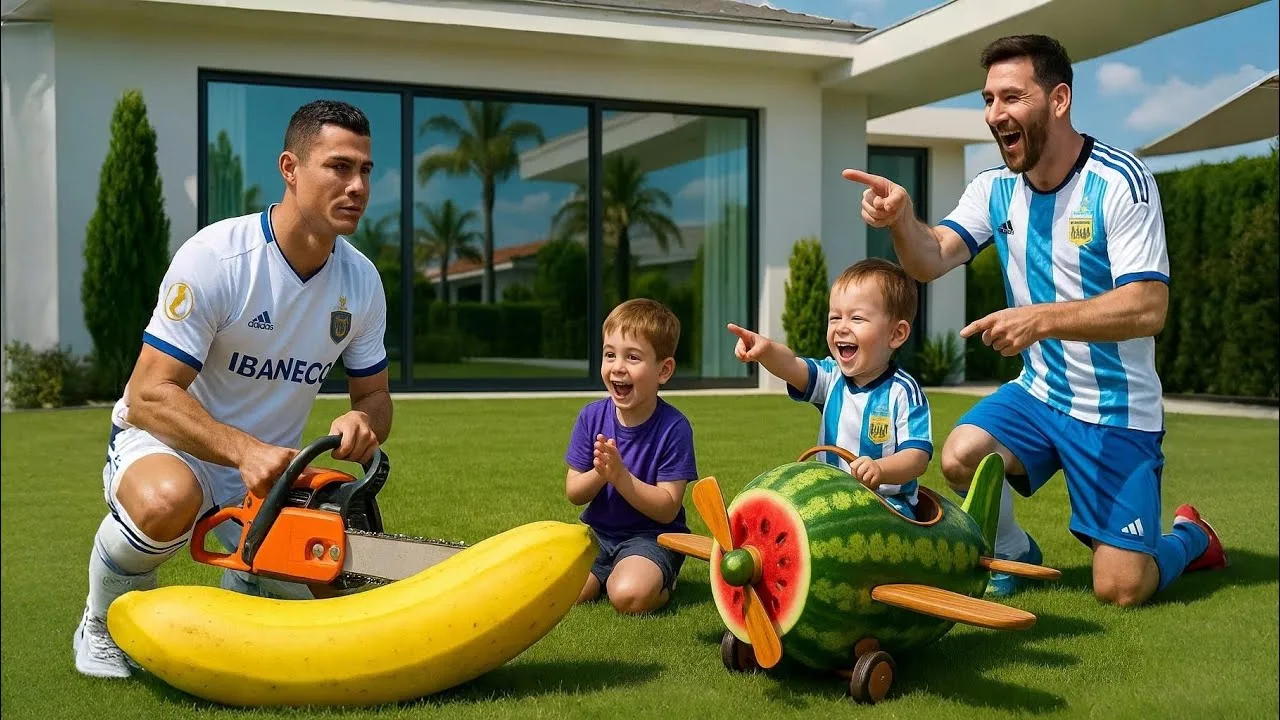 Ronaldo Jr contre Messi Jr : la course banane contre pastèque la plus folle de tous les temps !