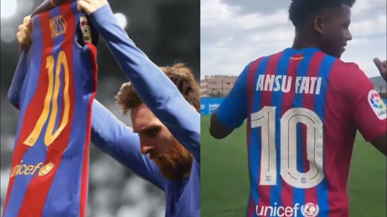 BARCELONA GIVE ANSU FATI LIONEL MESSI’S NUMBER 10 SHIRT!
