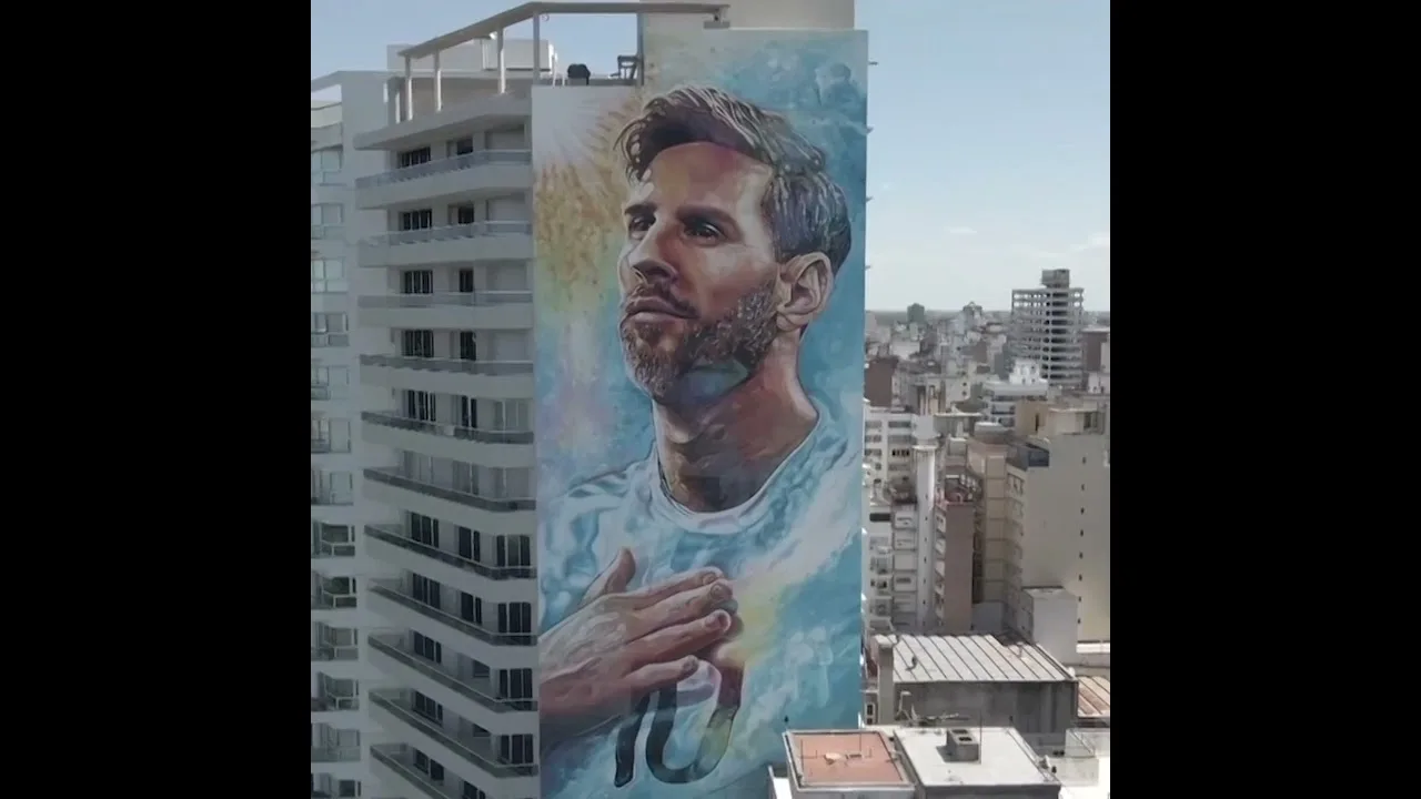 GIANT Lionel Messi mural unveiled in Argetina  | #Shorts