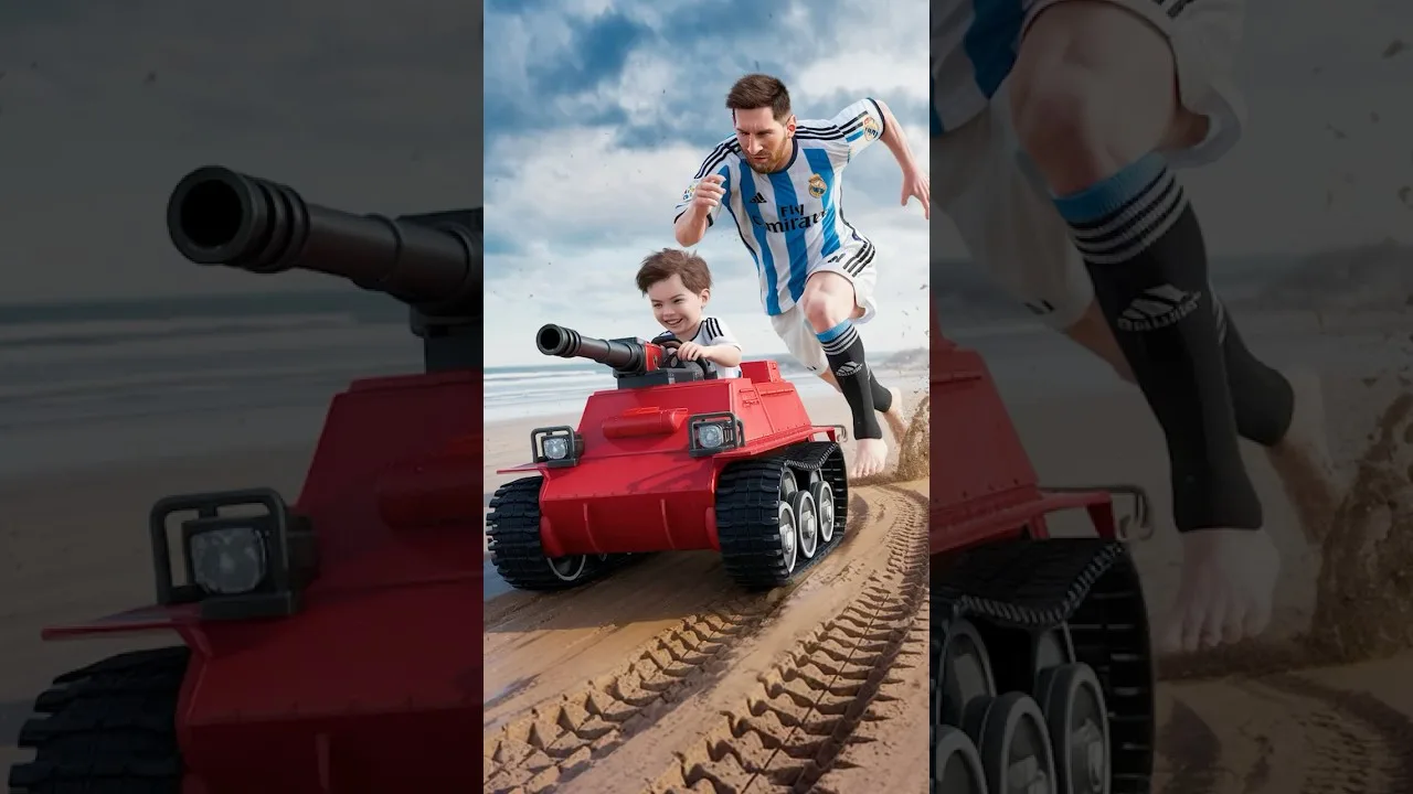 Messi vole le char du fils de Ronaldo ?! 😱 Regardez ce qui se passe ensuite! #Cristianoronaldo #messi #football