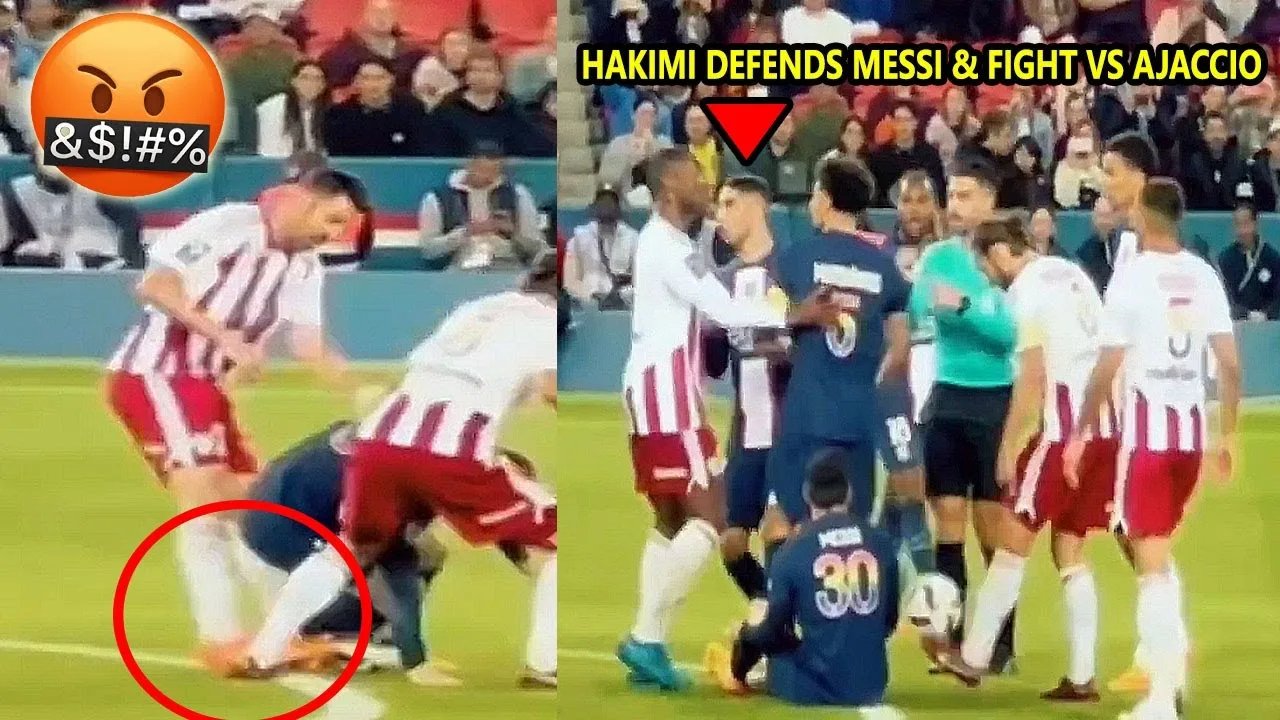 Hakimi DEFENDS Lionel Messi  Messi Kicked by Ajaccio