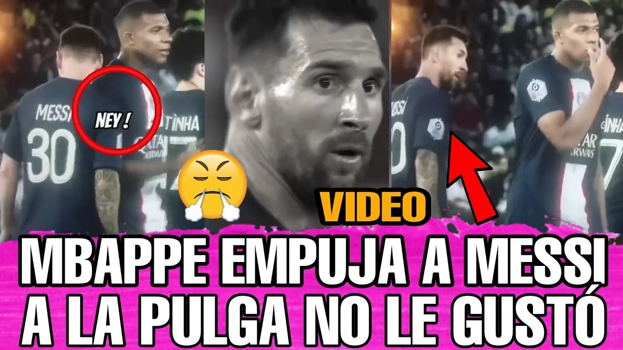 El EMPUJON de MBAPPE a MESSI antes DISCUTIR con NEYMAR PARA
