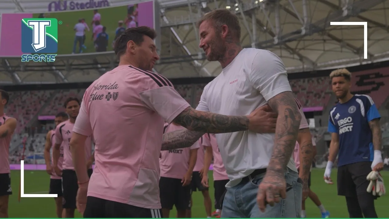 L’étreinte entre Leo Messi et Beckham lors du premier entraînement de l’Inter Miami dans son nouveau stade