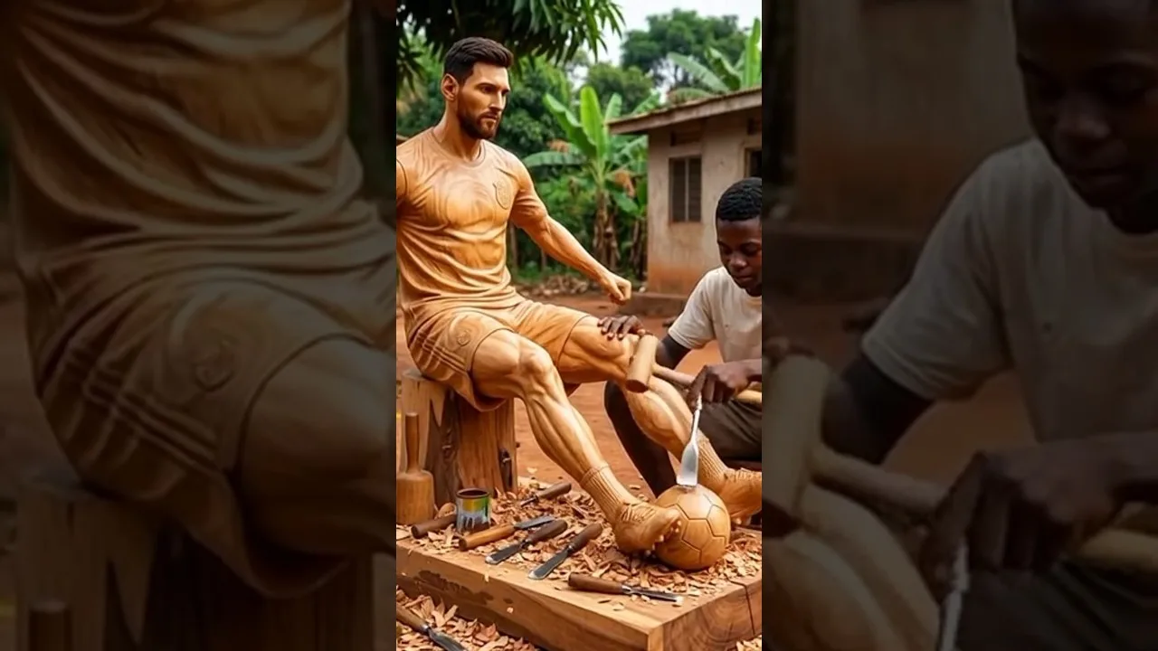 Lionel Messi || Incroyable sculpture en bois 💥 #woodworking #woodscraft #woodwork #messi