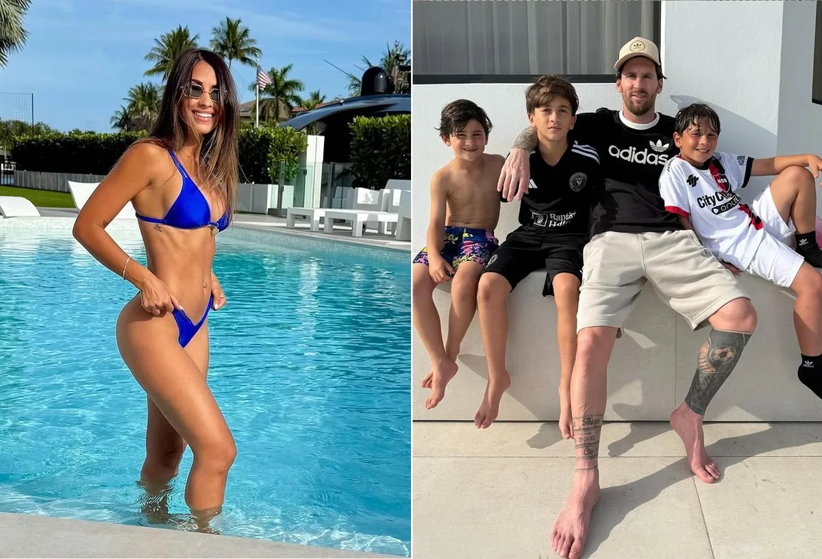 L’épouse de Lionel Messi, Antonela Roccuzzo montre une piscine samedi avec un joueur et trois enfants; photos