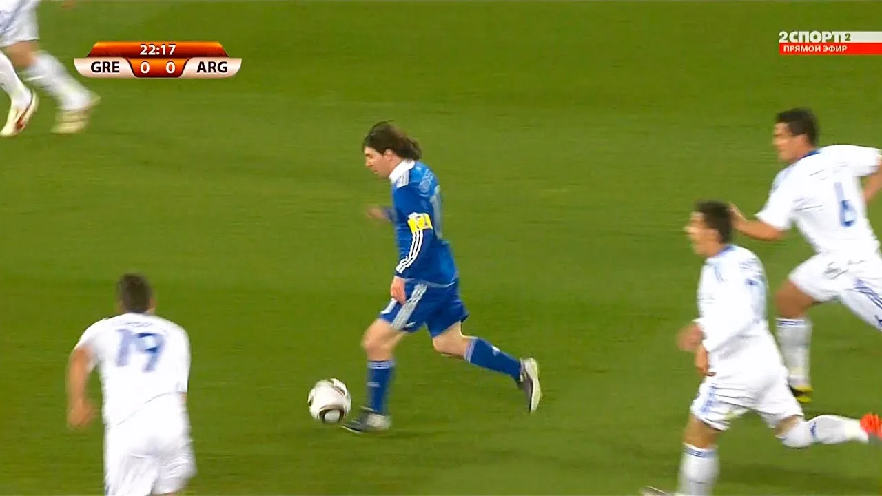 Lionel Messi vs Grèce (Coupe du Monde) 2010 Commentaire en anglais HD 1080i