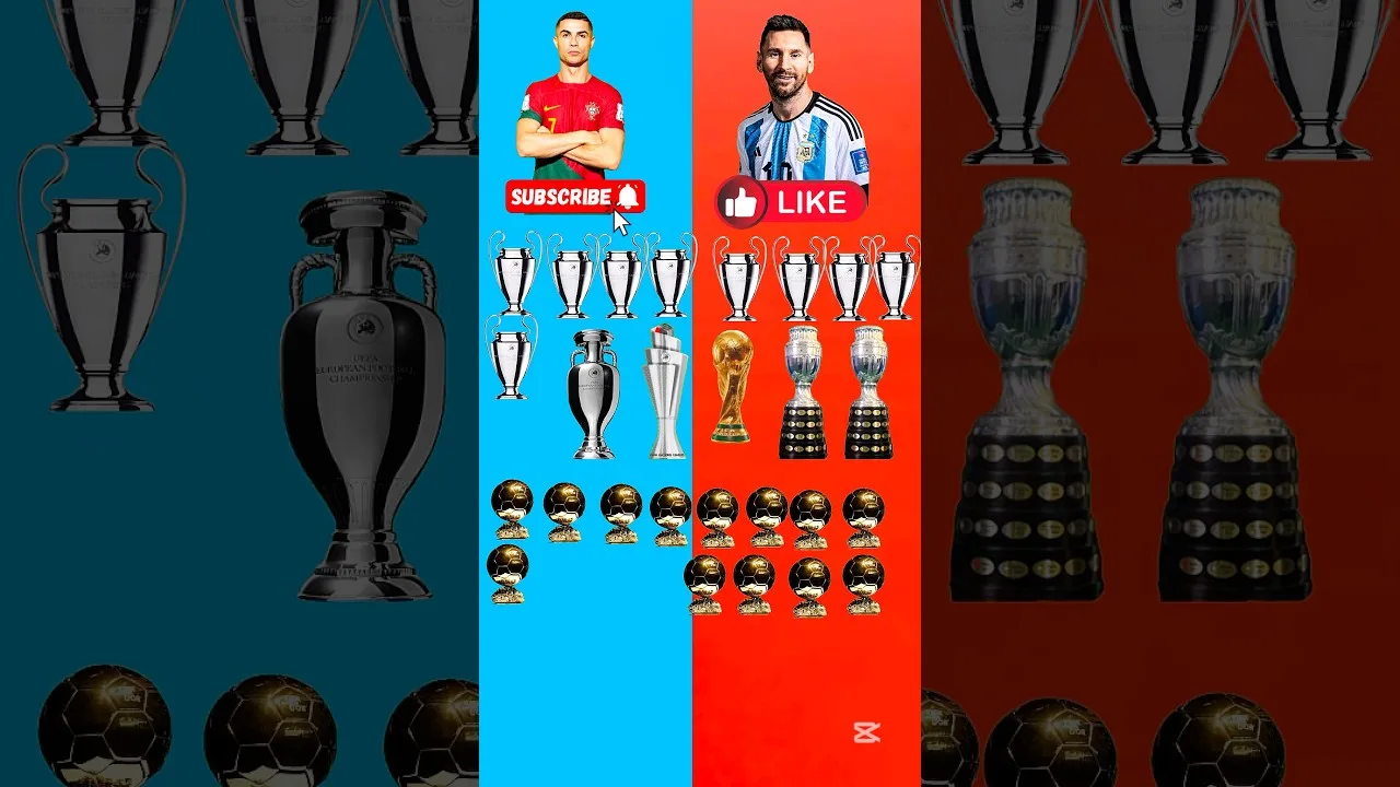 Cristiano Ronaldo vs Lionel Messi Alltrophies and Awards #Ronaldovsmessi #messi #Ronaldo #Trophy