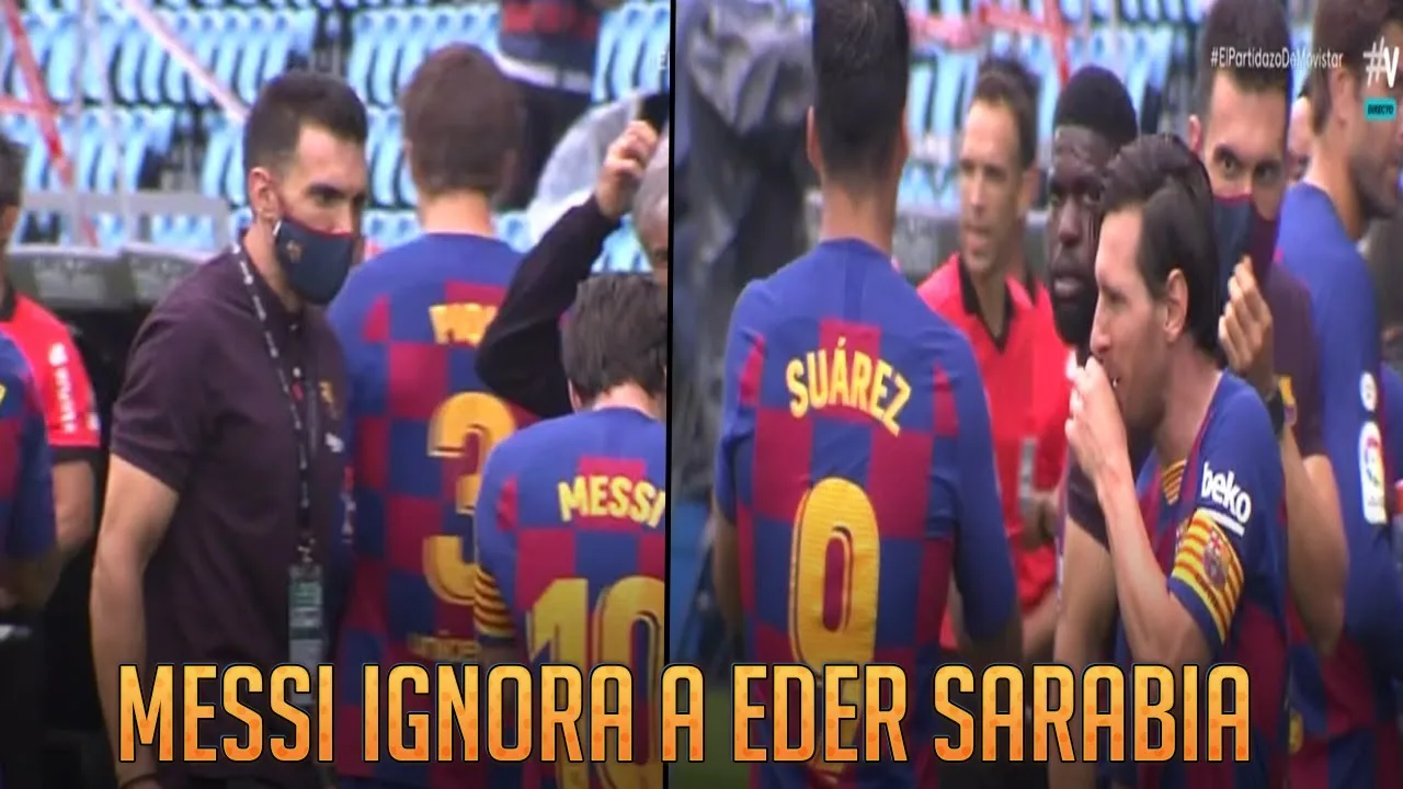 Messi ignora a Eder Sarabia en una pausa de hidratación |