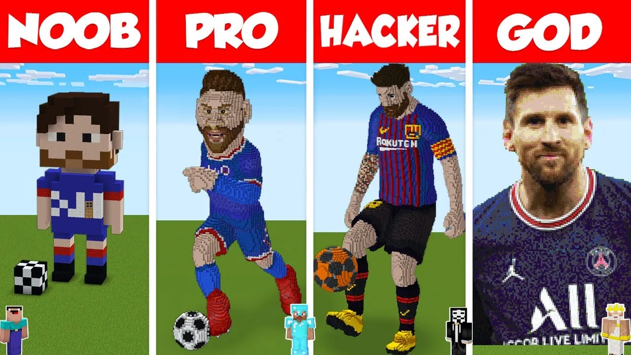 Minecraft REAL LIFE MESSI PSG STATUE HOUSE BUILD – NOOB vs