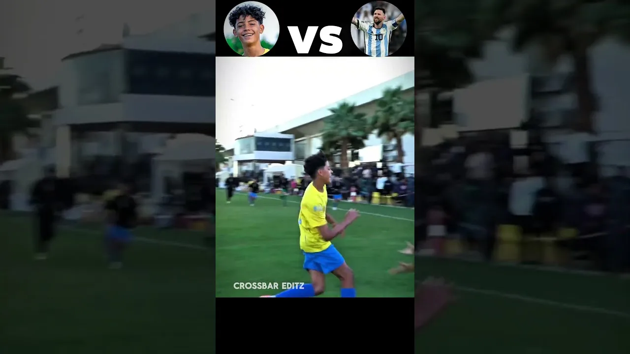 Match intense Ronaldo Jr vs Lionel Messi 😳☠️ #footballShorts #football #shorts