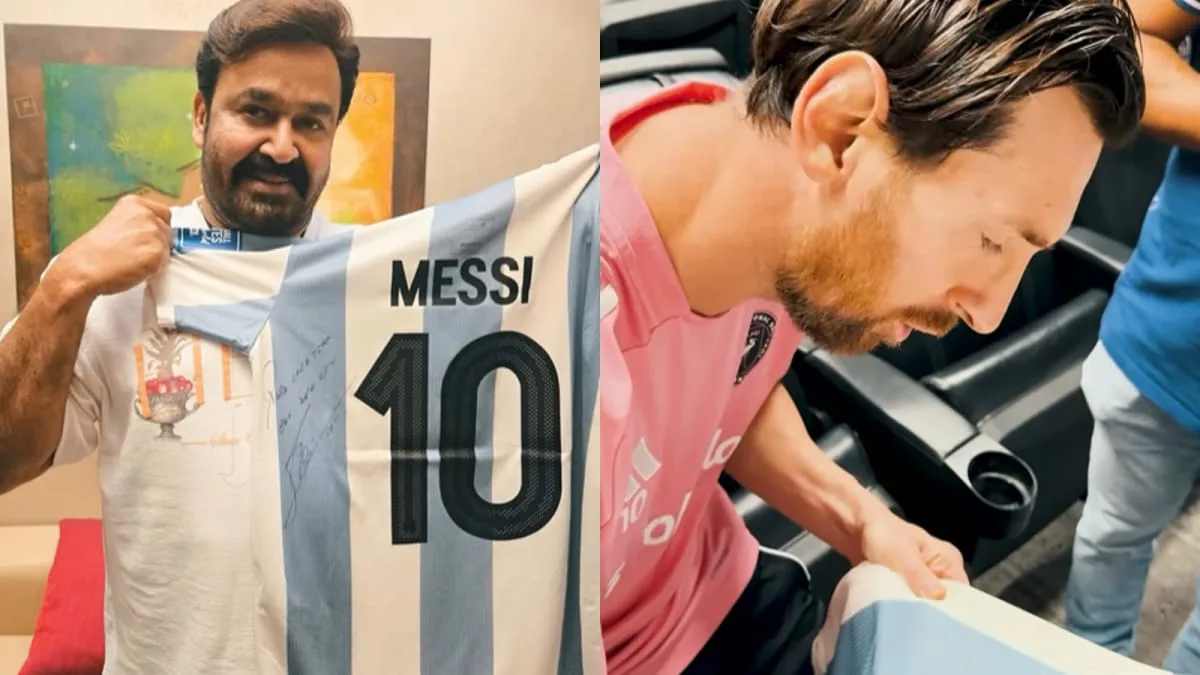 Mohanlal reçoit signé Jersey du footballeur Lionel Messi, les fans disent «d’une chèvre à une autre»