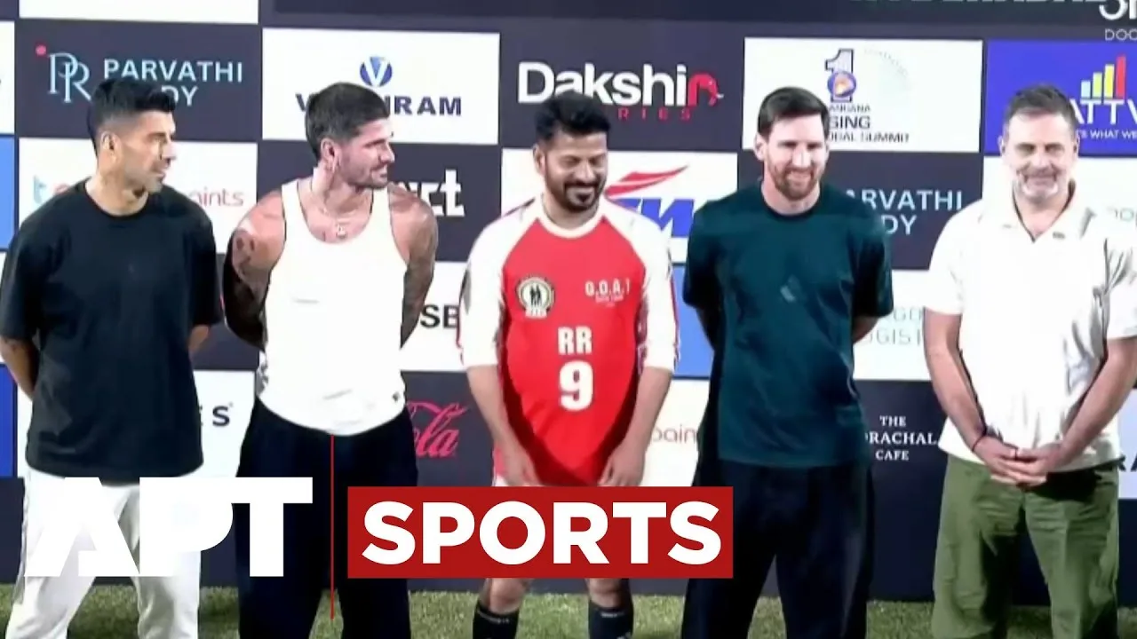 REGARDER : Messi rencontre le LoP indien Rahul Gandhi lors du match d’exhibition au stade d’Hyderabad | APTE