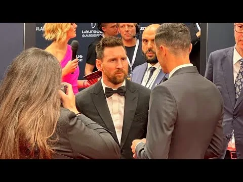 Lionel Messi and Lewandowski Talking at Laureus Sports