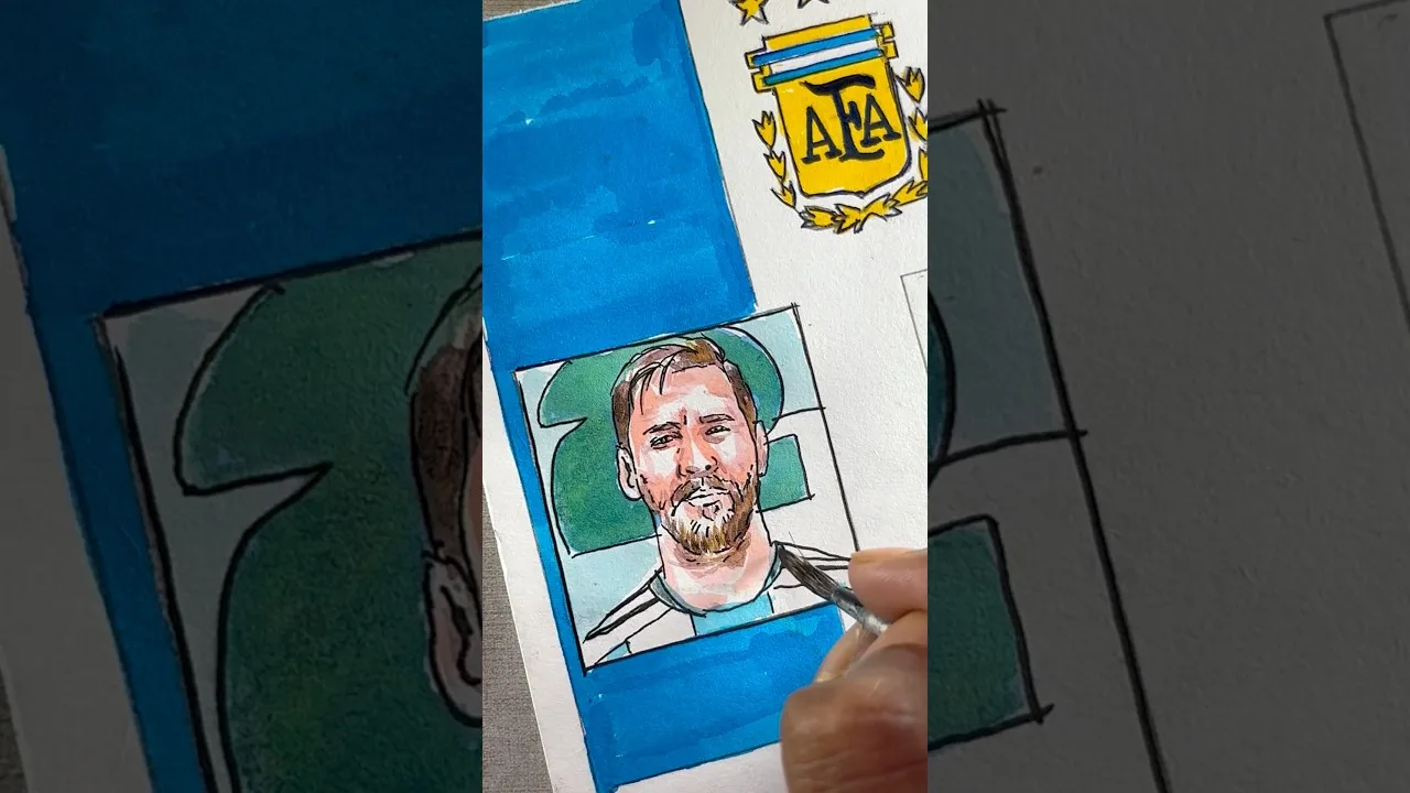 Dessin Leo Messi de l’équipe d’Argentine 🇦🇷 à qui le tour ? #messi #fifaworldcup #art #shorts