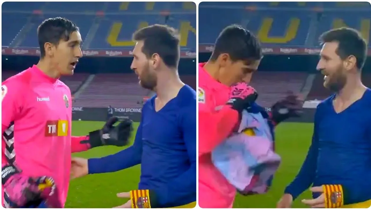 Elche goalkeeper Edgar Badia surprised when Lionel Messi