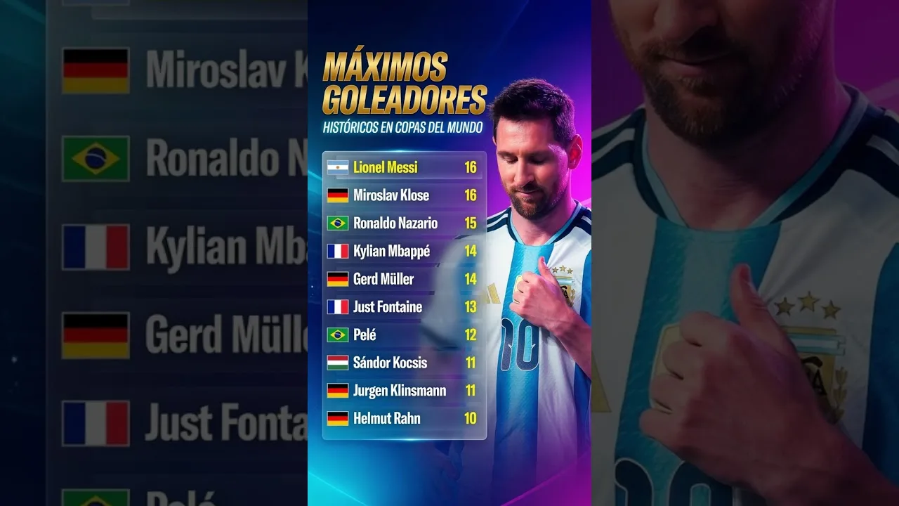 Leo Messi meilleur buteur des Coupes du monde de football #football