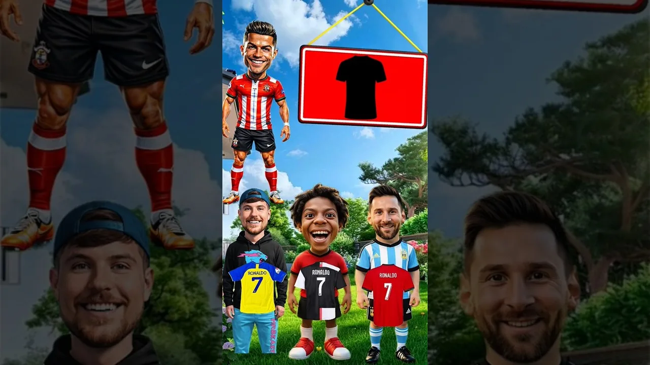 Qui obtiendra le maillot de Ronaldo ? 😱 | Défi Cristiano Ronaldo contre Lionel Messi contre MrBeast ! #shorts