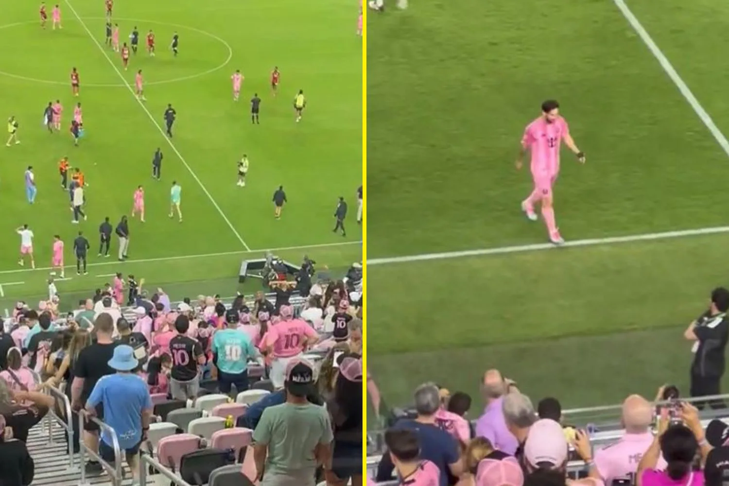 Lionel Messi fait d’assaut le tunnel directement alors que les coéquipiers de l’Inter Miami célèbrent la victoire des Red Bulls de New York