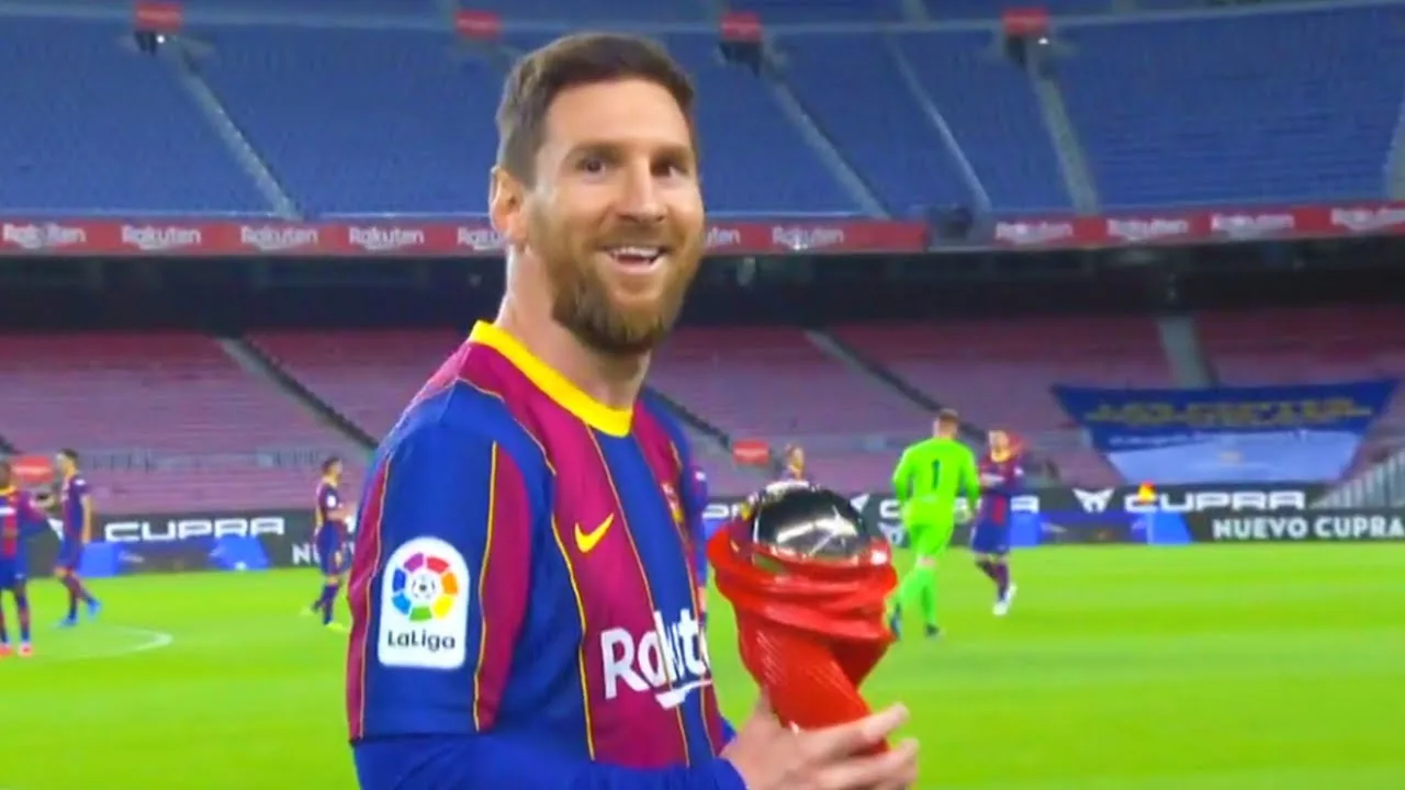 Lionel Messi Receives POTM award 2021