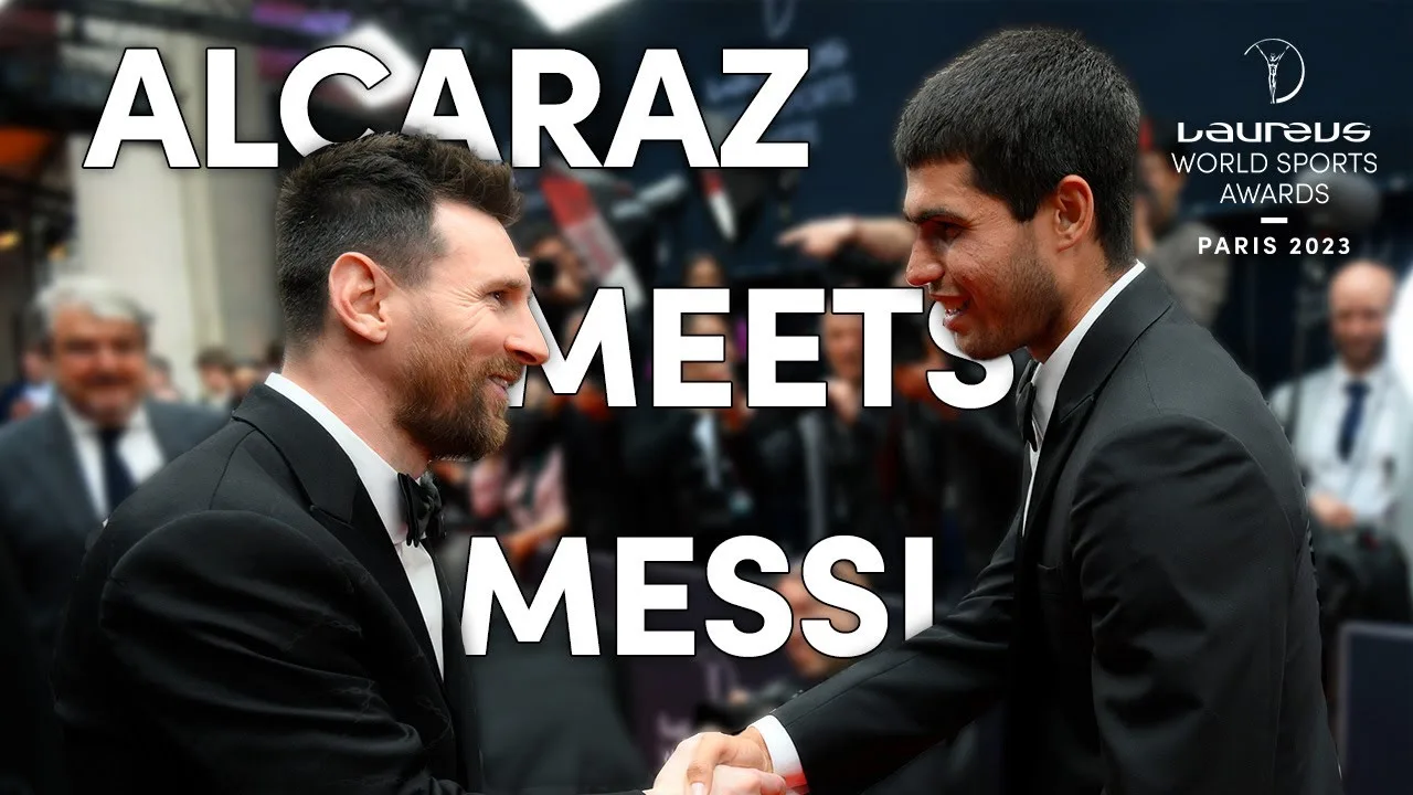 Carlos Alcaraz meeting Lionel Messi for the first time |