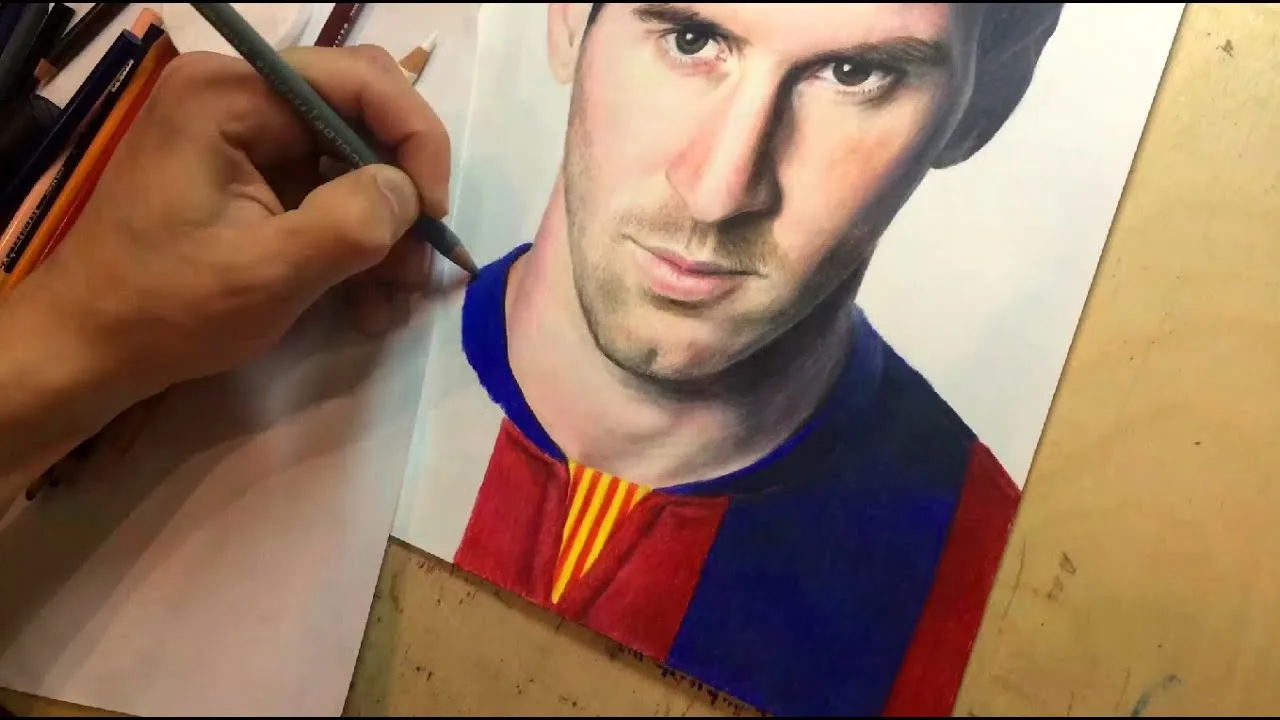 Drawing Lionel Messi. Time-lapse video (Портрет Лионеля