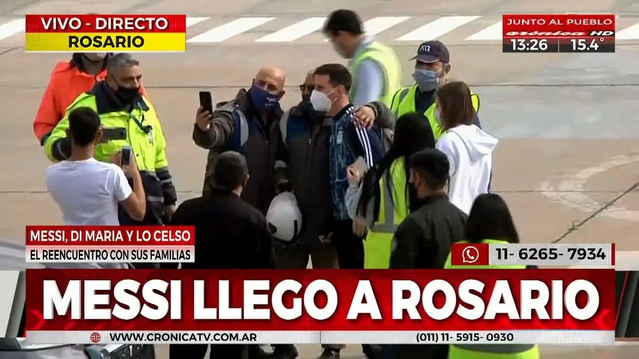 Argentina campeón: Messi llegó a Rosario