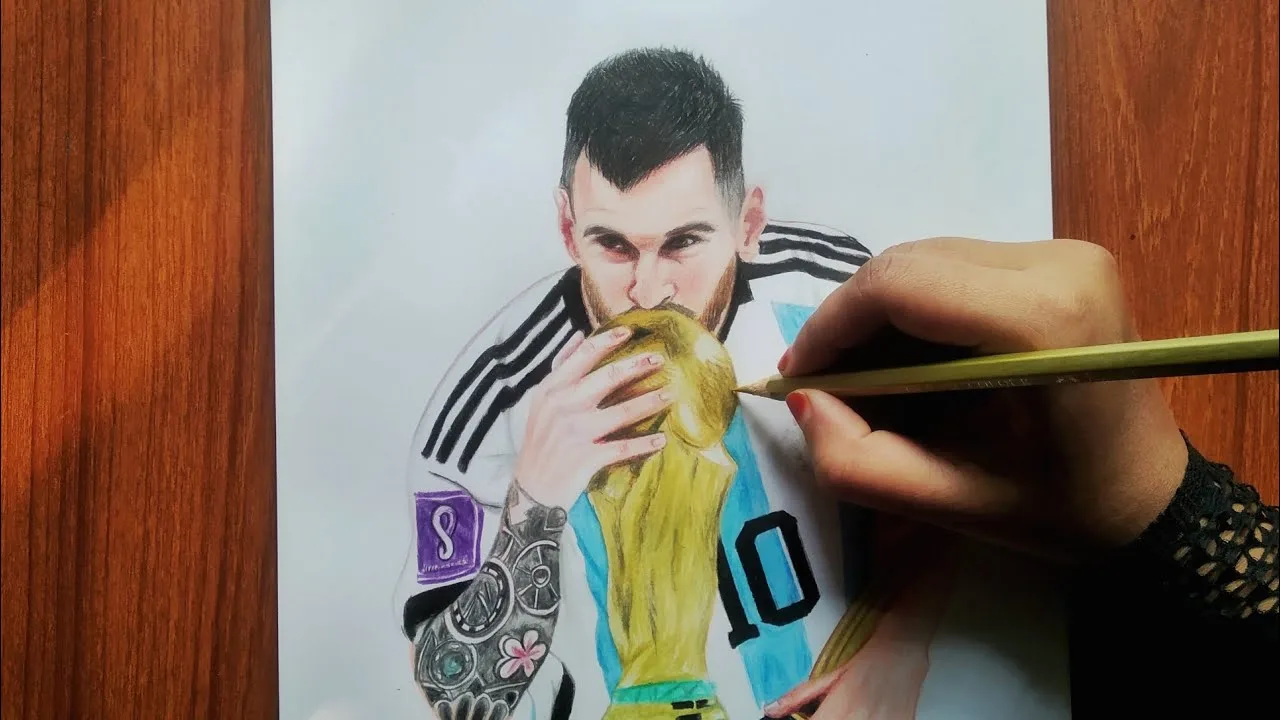 How to draw Leo Messi with World cup||World cup drawing