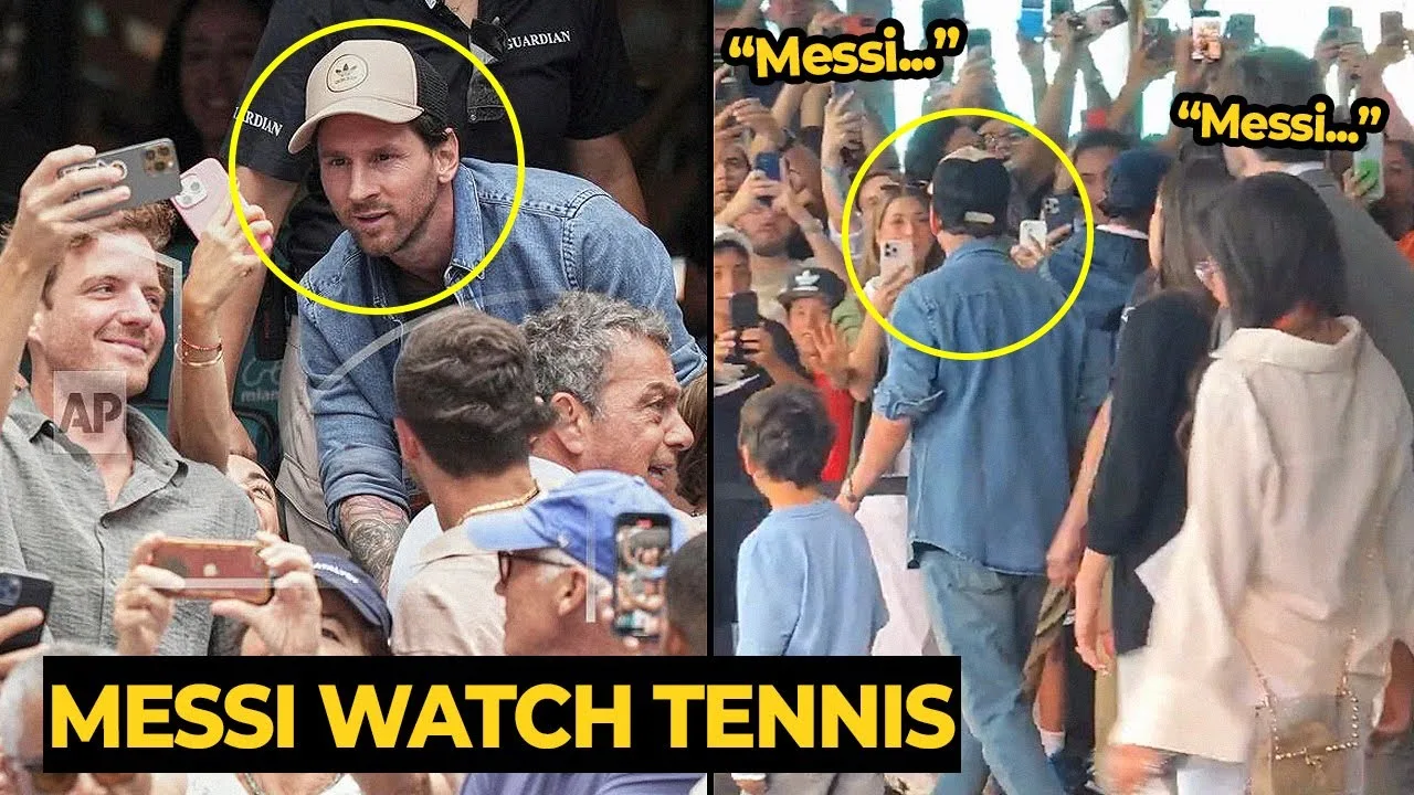 Les fans de tennis sont devenus fous alors que Messi a été vu en regardant Novak Djokovic à la demi-finale de Miami Open
