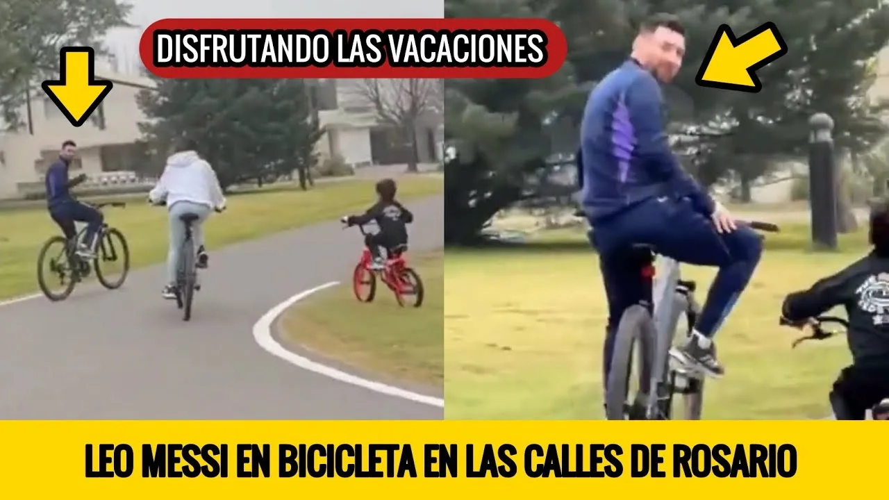 LEO MESSI ES CAPTADO PASEANDO EN BICICLETA LAS CALLES DE