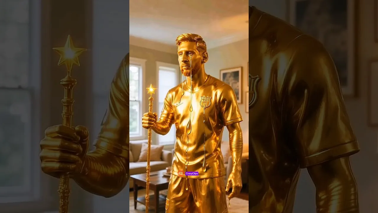 Comment Lionel Messi est-il devenu une statue dorée ? 😥 #shorts #ai #messi #ronaldo