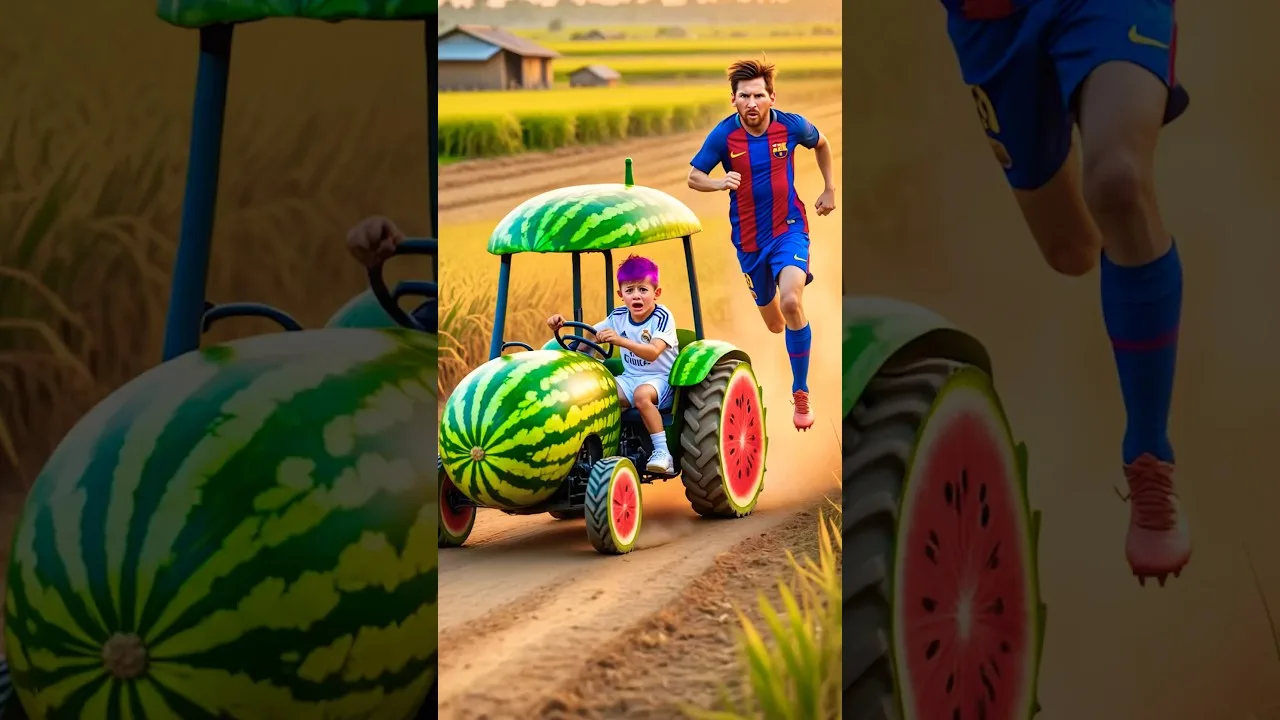 Messi a volé la charrue de pastèque du fils de Ronaldo. Ronaldo est très en colère #ronaldo #football #messi