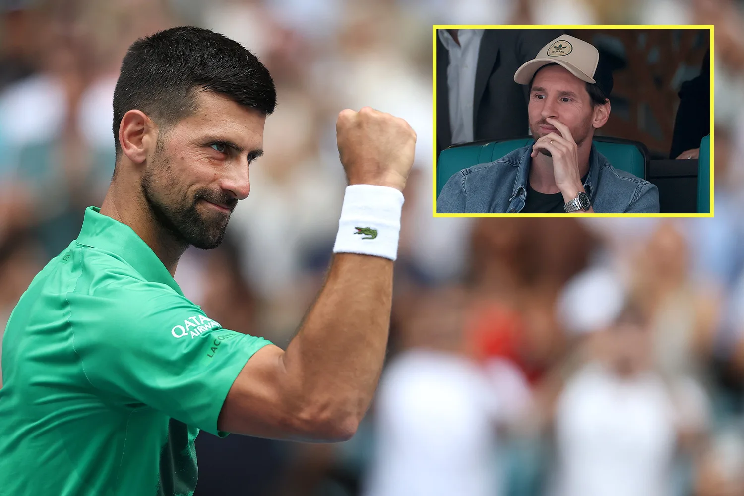 Lionel Messi a repéré en regardant les bords de Novak Djokovic plus près du major monument