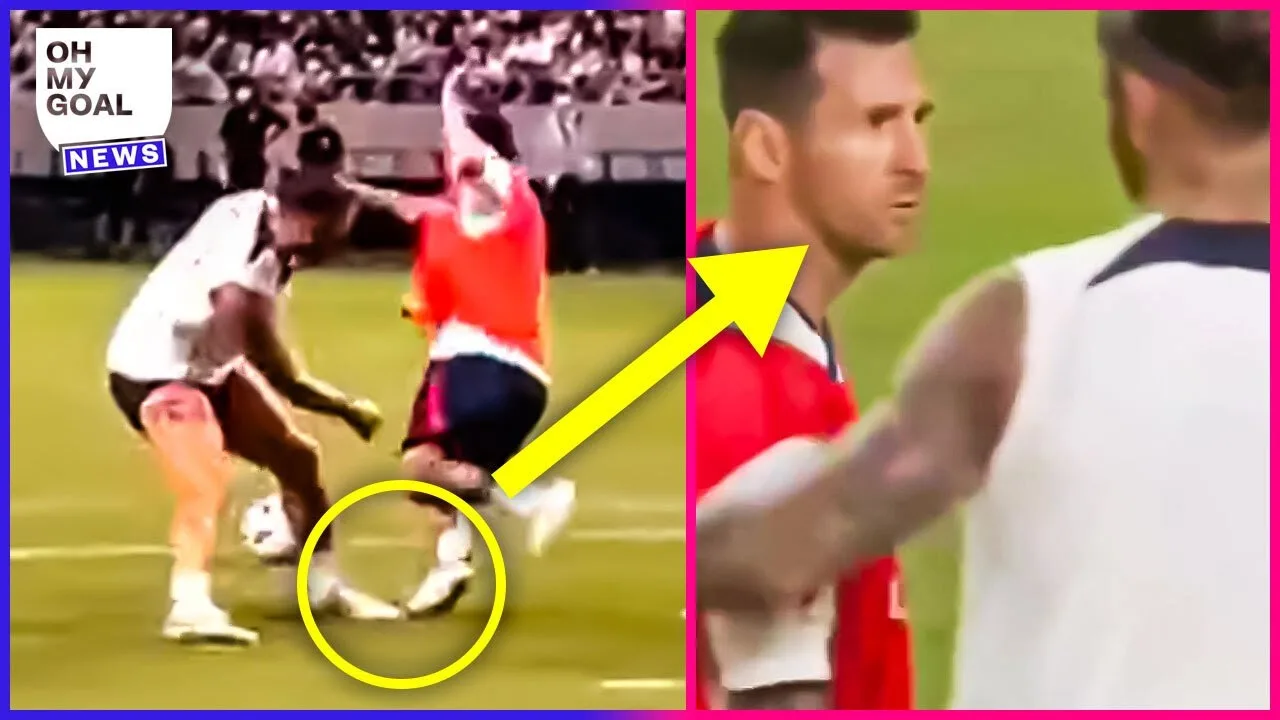 La réaction de Lionel Messi quand Sergio Ramos lui met une