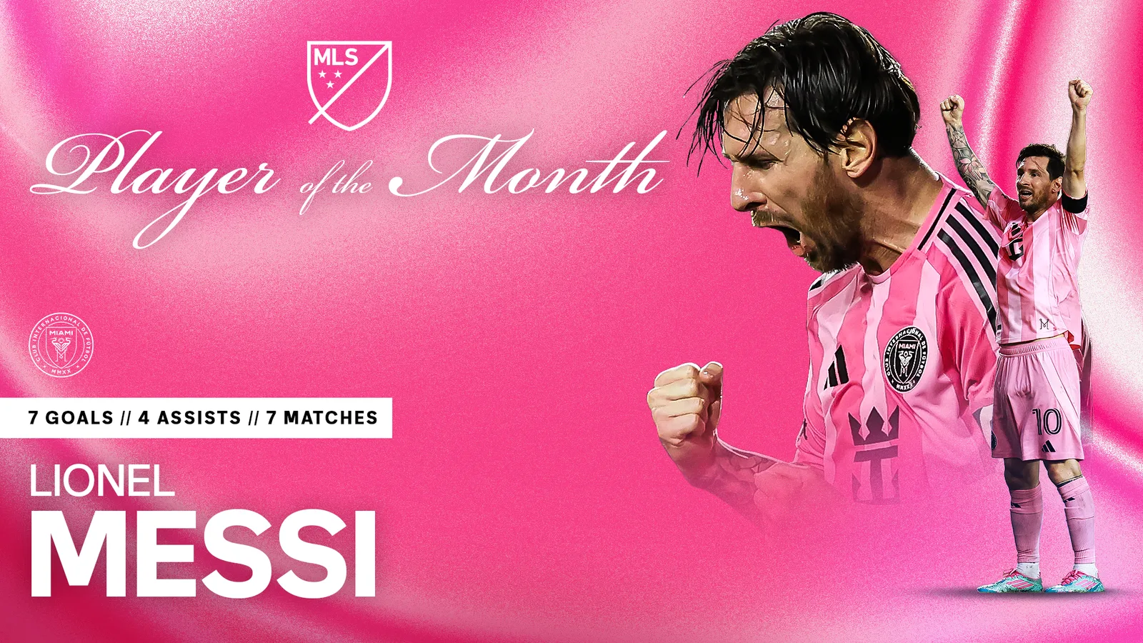 Inter Miami CF Forward Lionel Messi nommé joueur du mois MLS pour mai 2025