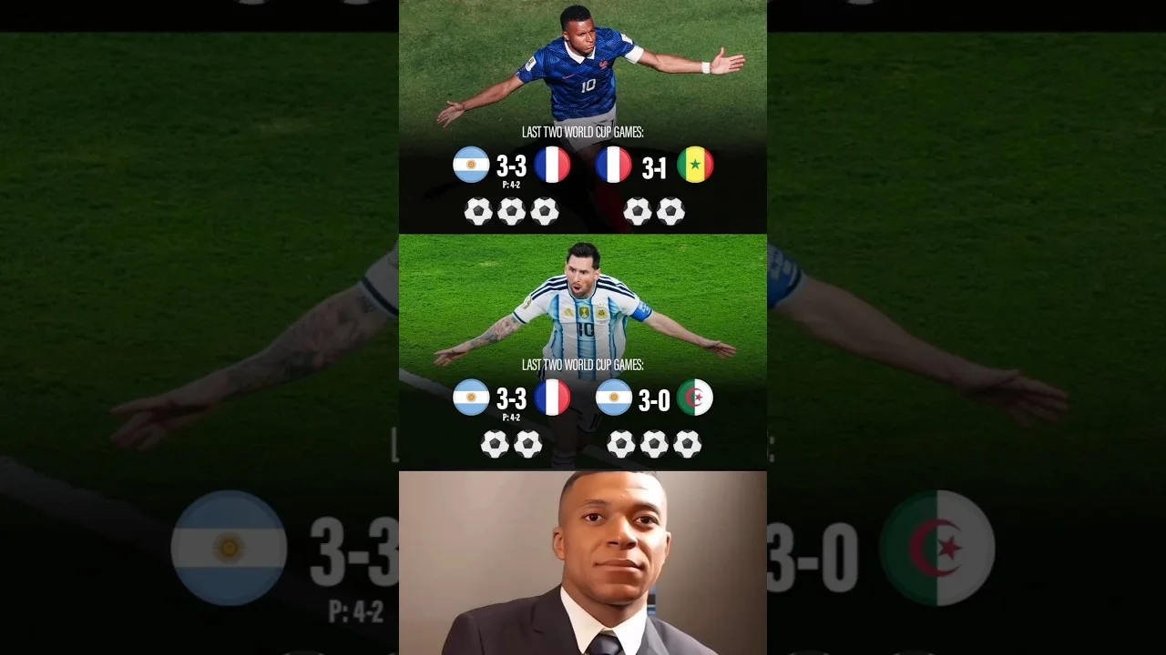 Lionel Messi et Kylian Mbappé Sur leurs deux derniers matches de Coupe du Monde 🤯
