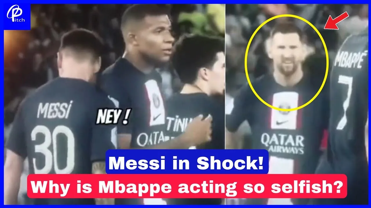 Leo Messi in shock as Kylian Mbappe bumped into him and